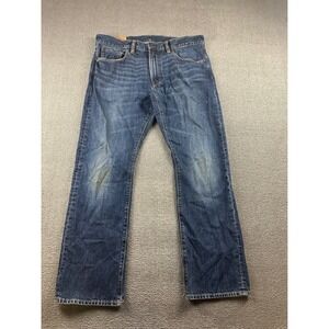Y2K Gap 1969 Jeans Men 34x29 Blue Low Rise Straight Fit Patch 100% Cotton Denim
